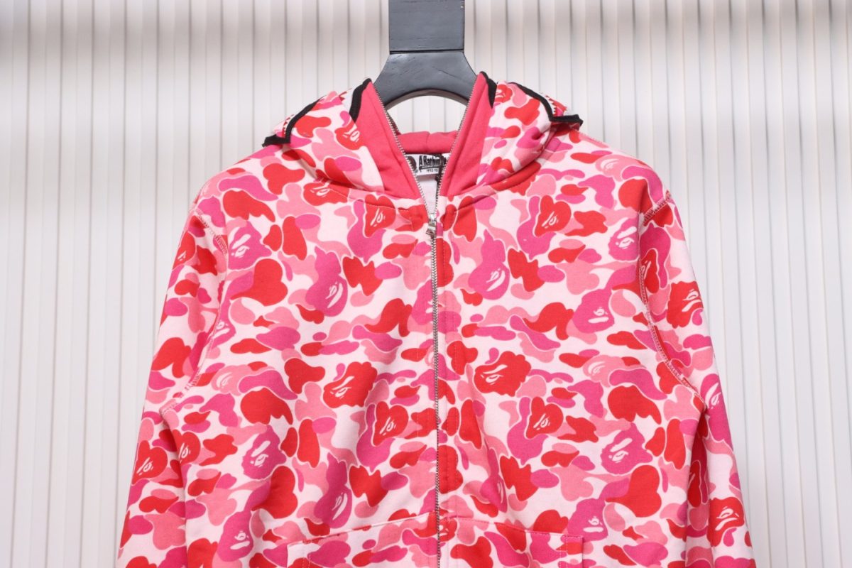 BAPE Camouflage Double Hat Hoodie Pink - Image 3