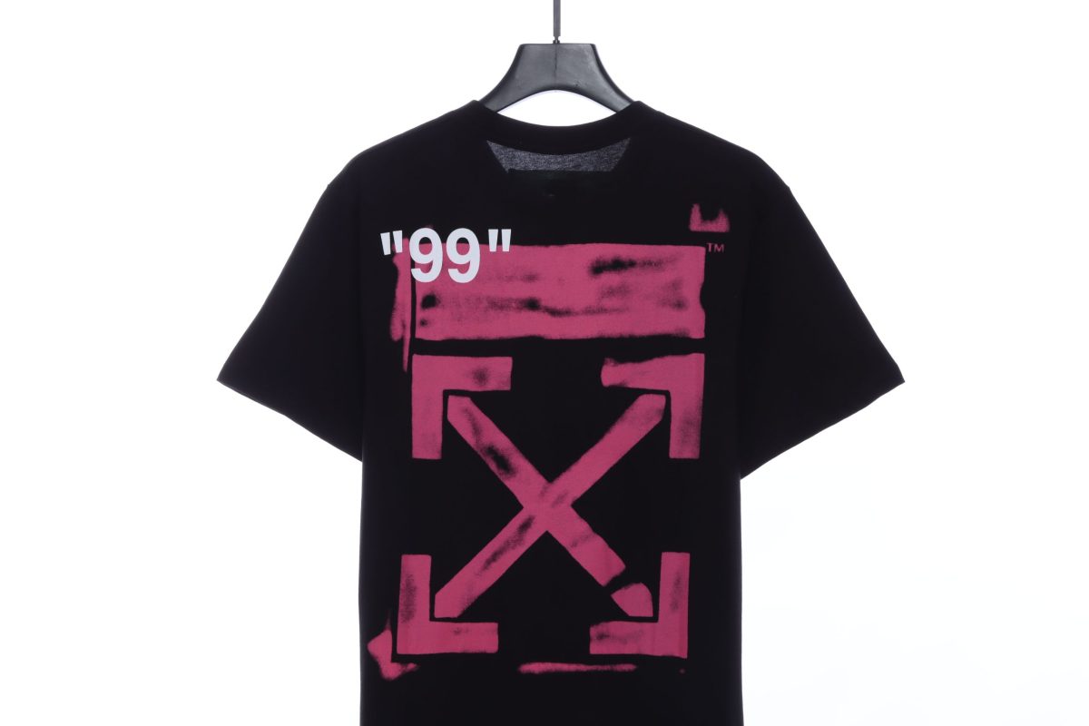 Off-White Graffiti Pink Arrow Black T-Shirt - Image 3