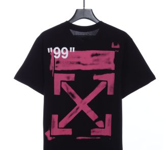 Off-White Graffiti Pink Arrow Black T-Shirt - Image 3