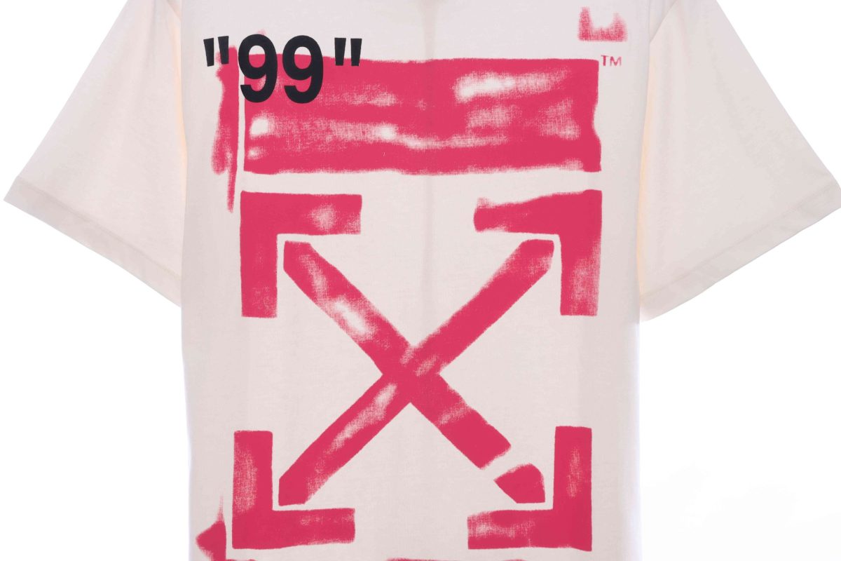 Off-White Graffiti Pink Arrow Beige T-Shirt - Image 3
