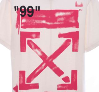 Off-White Graffiti Pink Arrow Beige T-Shirt - Image 3