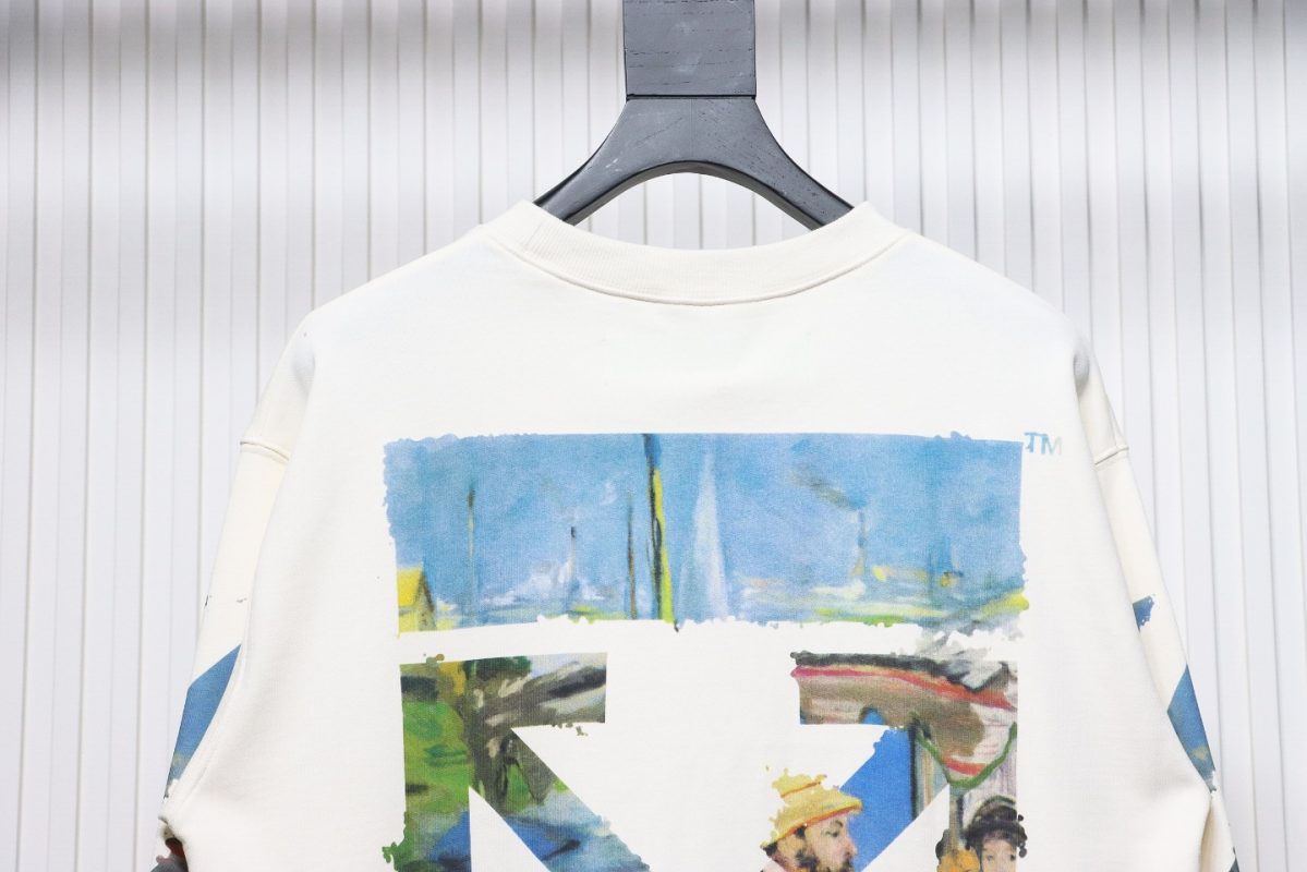 Off-White Oil Painting Printed White Hoodie - Image 3