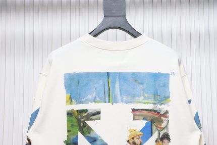Off-White Oil Painting Printed White Hoodie - Image 3