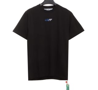 Off White Embroidered Logo Arrow Slogan T-Shirt - Image 2