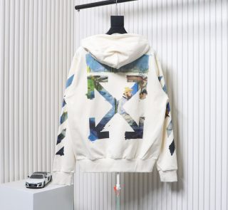 Off-White Oil Painting Printed White Zipper Hoodie