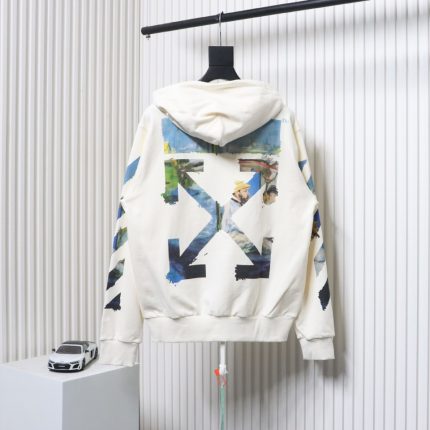 Off-White Oil Painting Printed White Zipper Hoodie