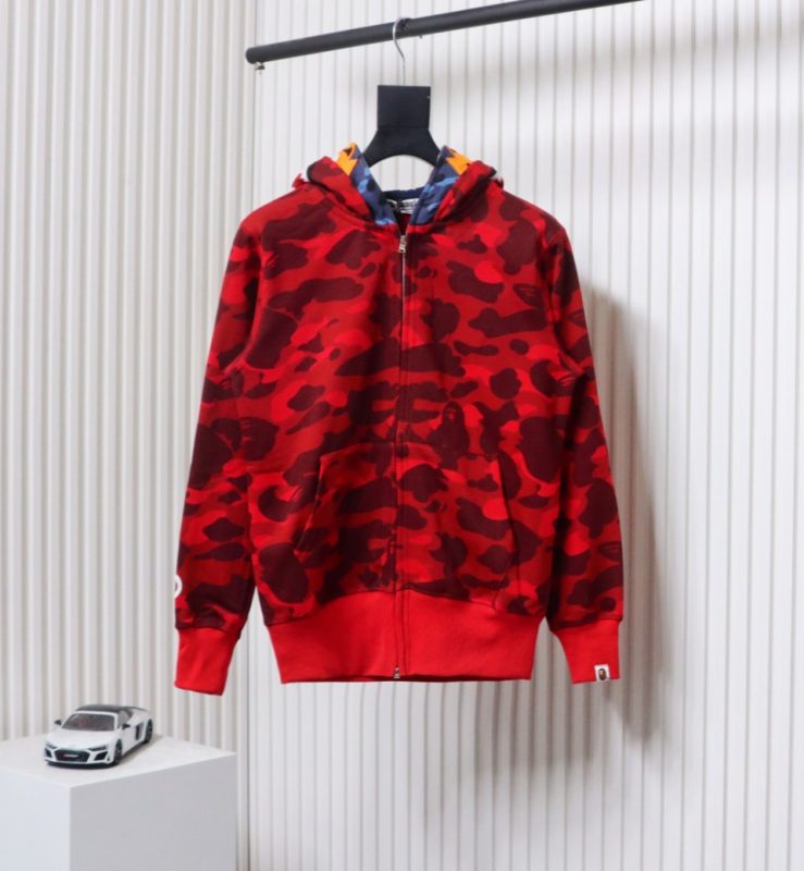 BAPE Camouflage Double Hat Hoodie Red