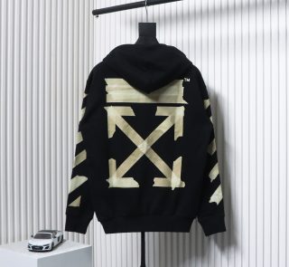 Off-White Yellow Rubber Strip Zipper Hoodie