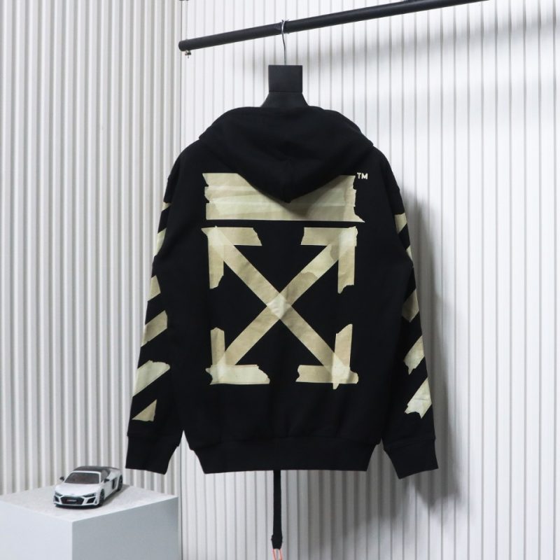 Off-White Yellow Rubber Strip Zipper Hoodie