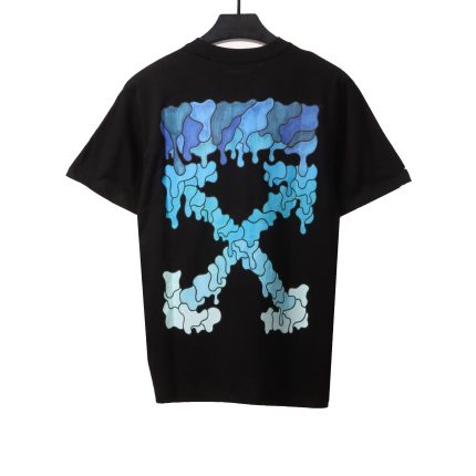 Off-White Melting Arrow Print T-Shirt Black Blue(Free Shipping)