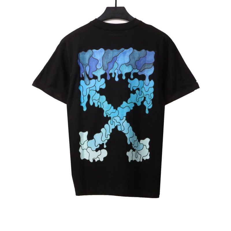 Off-White Melting Arrow Print T-Shirt Black Blue(Free Shipping)