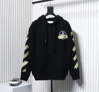 Off-White Yellow Rubber Strip Zipper Hoodie - Image 2