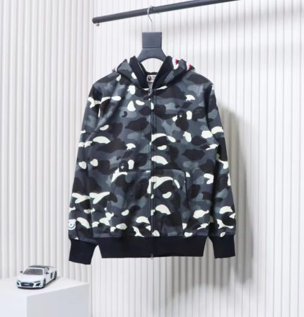 BAPE Camouflage Double Hat Hoodie Grey