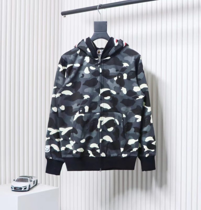 BAPE Camouflage Double Hat Hoodie Grey