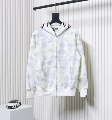 BAPE Camouflage Double Hat Hoodie White