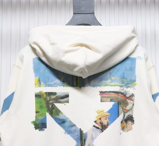 Off-White Oil Painting Printed White Zipper Hoodie - Image 3