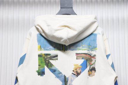 Off-White Oil Painting Printed White Zipper Hoodie - Image 3