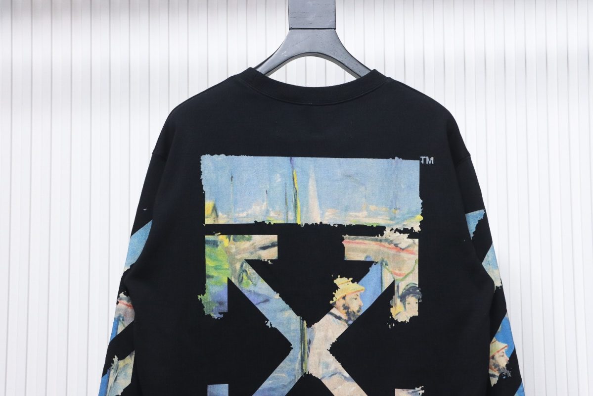 Off-White Oil Painting Printed Black Hoodie - Image 3
