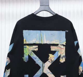 Off-White Oil Painting Printed Black Hoodie - Image 3