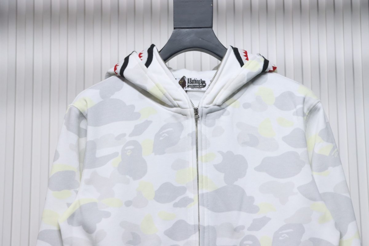 BAPE Camouflage Double Hat Hoodie White - Image 3