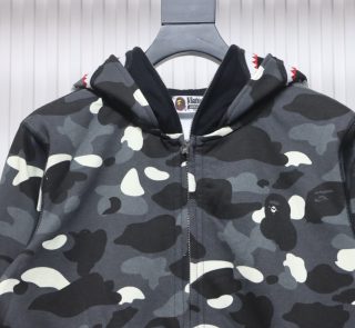 BAPE Camouflage Double Hat Hoodie Grey - Image 3