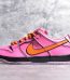Outside view of Blossom Powerpuff SB Dunks