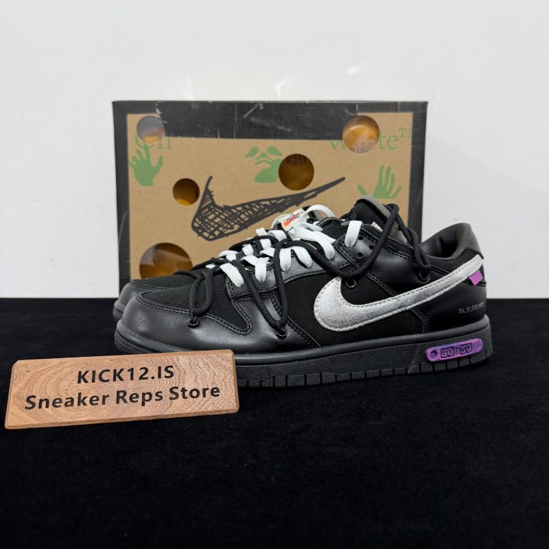 Off-White × Nike Dunk Low Lot 50 Black Replicas