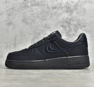 outside view of black Stussy Air Force 1 low reps