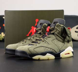 Travis Scott Jordan 6 Medium Olive Reps with Travis Scott-style box