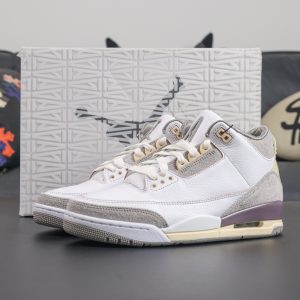 A Ma Maniere Jordan 3 reps with one shoe placed in front of shoebox