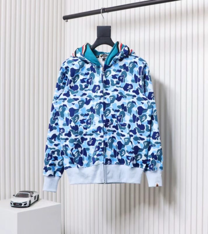 BAPE Camouflage Double Hat Hoodie Light Blue