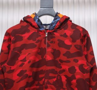 BAPE Camouflage Double Hat Hoodie Red - Image 3