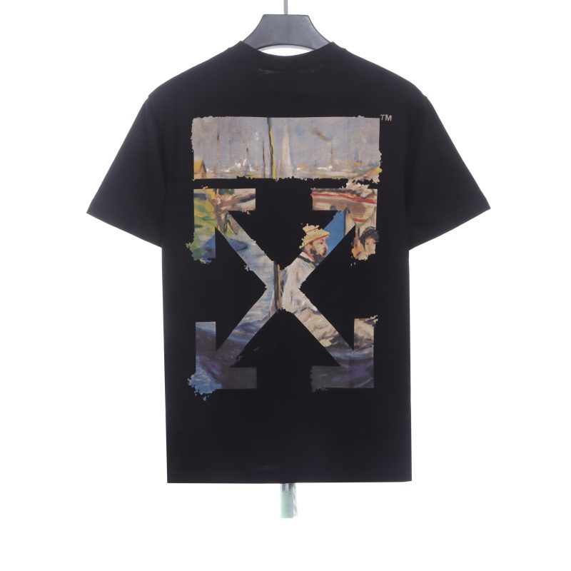 Off-White Oil Painting Printing Black T-Shirt