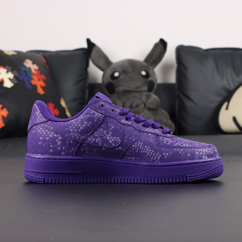 Inside view of Air Force 1 Kobe Bryant Purple Court Reps showing clean leather finish
