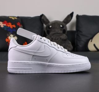 Inside view of Air Force 1 White Reps showing clean leather panels