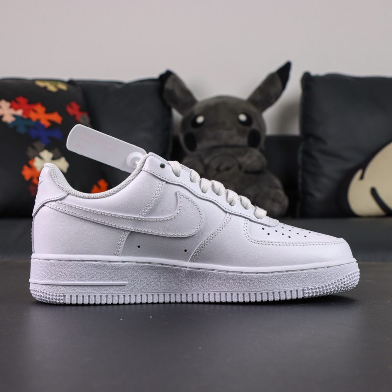 Inside view of Air Force 1 White Reps showing clean leather panels