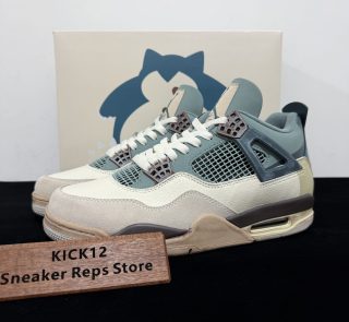 Air Jordan 4 Snorlax Reps with box displayed on table