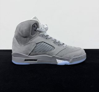 Medial side view of Air Jordan 5 Wolf Grey Reps