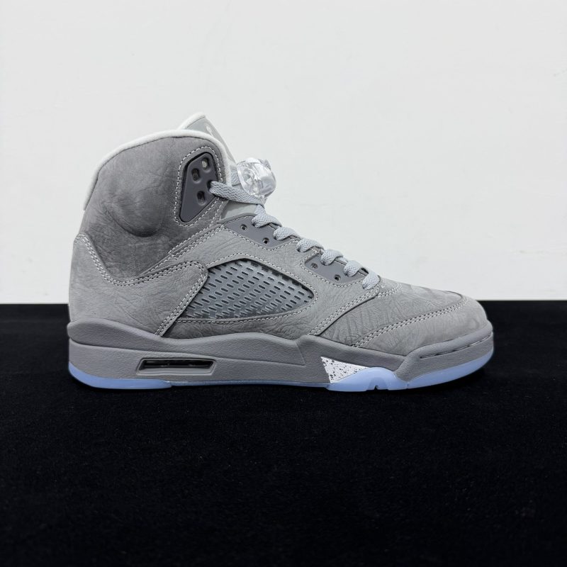 Medial side view of Air Jordan 5 Wolf Grey Reps