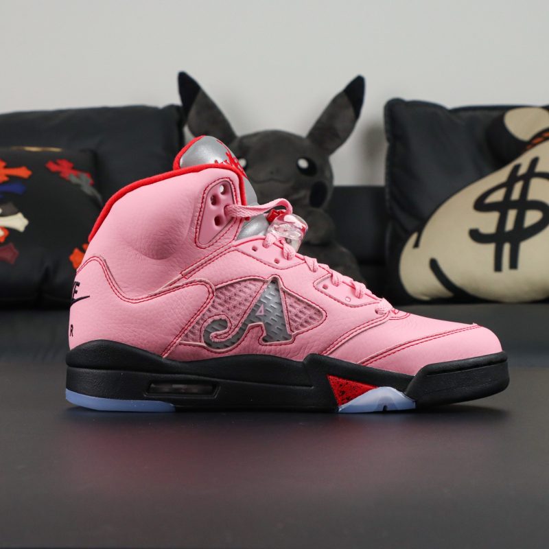 Inner side of Awake NY Air Jordan 5 Pink Reps showing mesh panel