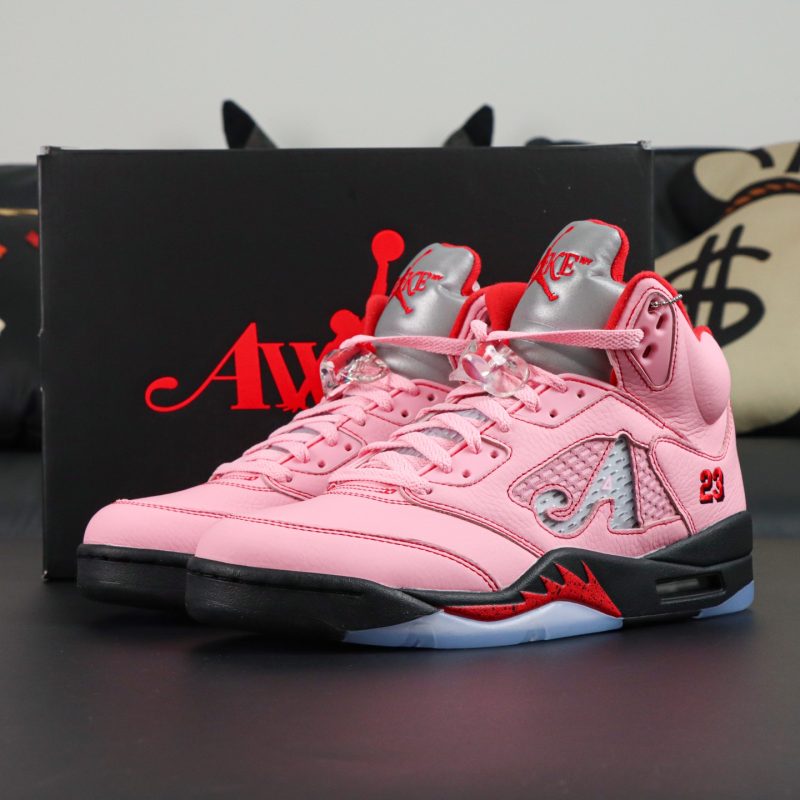 Awake NY x Air Jordan 5 Pink Reps with box and pink suede upper