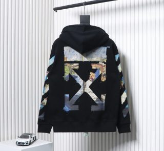 Off-White Oil Painting Printed Black Zipper Hoodie