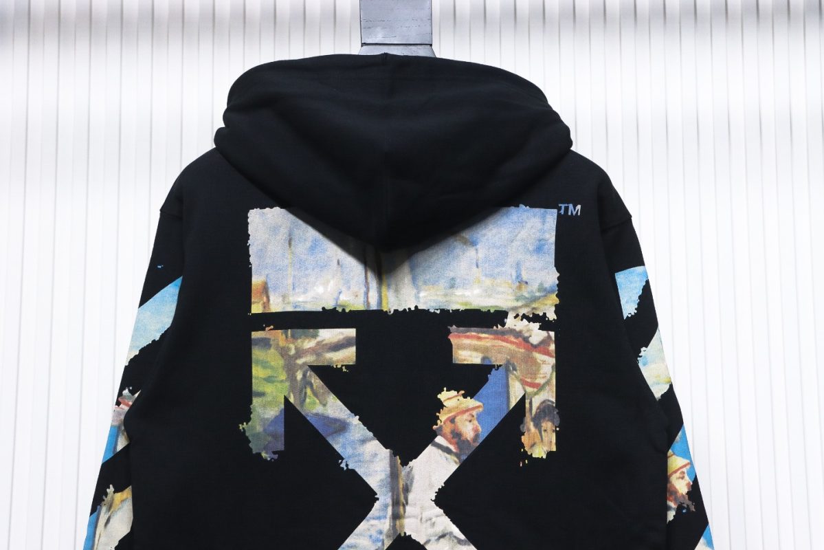Off-White Oil Painting Printed Black Zipper Hoodie - Image 3