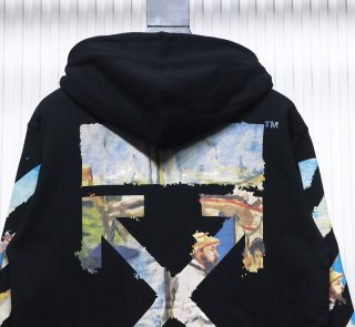 Off-White Oil Painting Printed Black Zipper Hoodie - Image 3