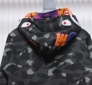 BAPE Camouflage Double Hat Hoodie Dark Grey - Image 3