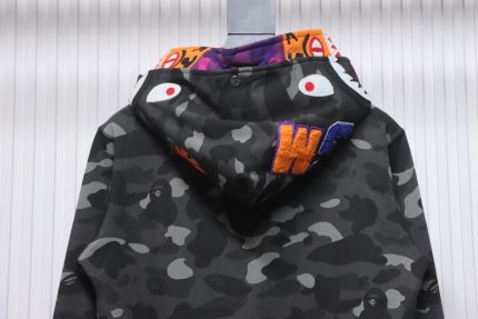 BAPE Camouflage Double Hat Hoodie Dark Grey - Image 3