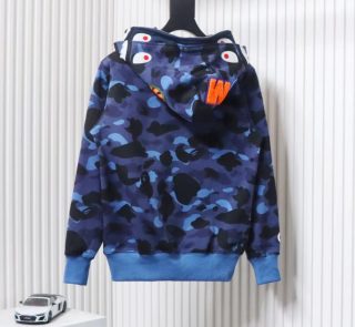 BAPE Camouflage Double Hat Hoodie Blue