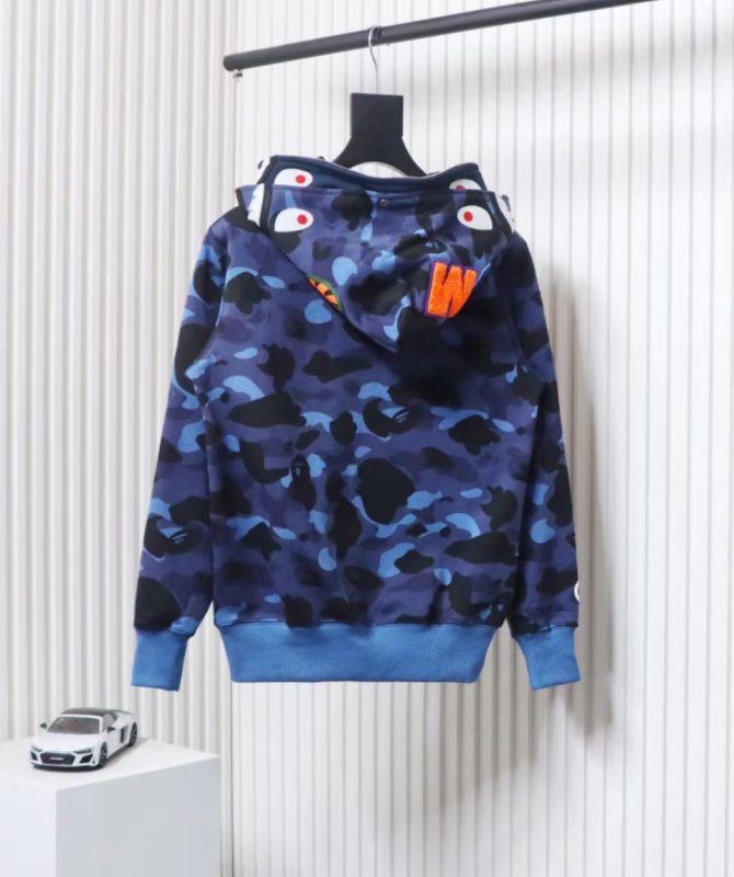 BAPE Camouflage Double Hat Hoodie Blue