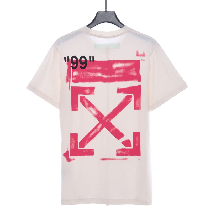 Off-White Graffiti Pink Arrow Beige T-Shirt