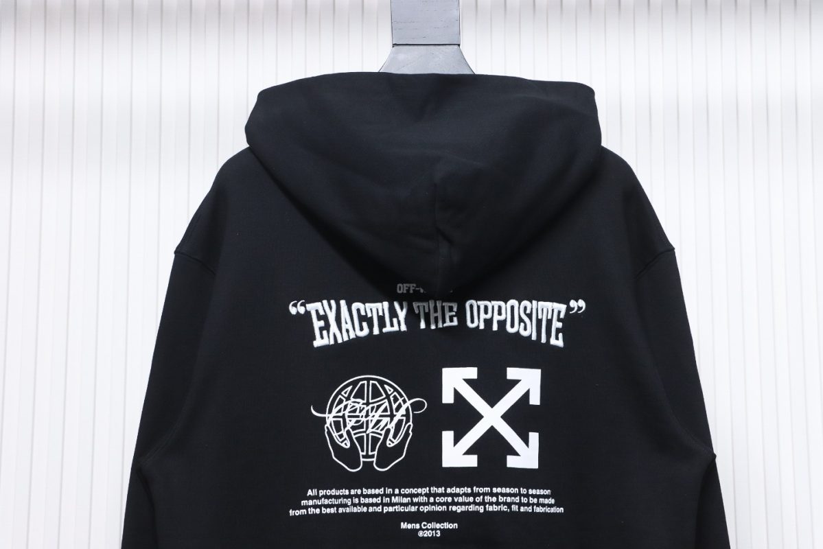 Off-White Blue Embroidered Hoodie Letter Hoodie - Image 3